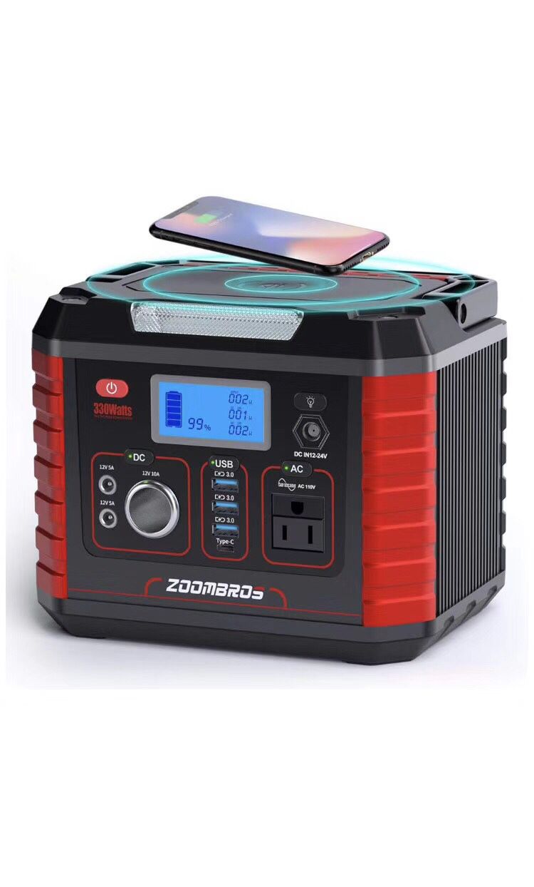 330W Portable Power Station Generator, 289WH CPAP Battery Backup Power Supply with 110V AC Outlet, 12V/10A Car Port, 3 QC 3.0, Type C, SOS Flashlight