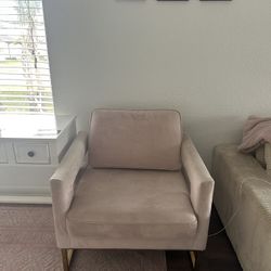 Pink & Gold Velvet Armchair 