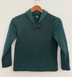 Kids Green Shawl Collar Pullover Sweater