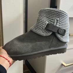 UGG Shaina Grey Suede and Knit Boots
