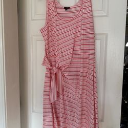 Talbots red and white striped dress with tie waist #stripeddress xl