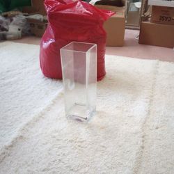 Elegant Square Glass Vase - 14 Inches Tall