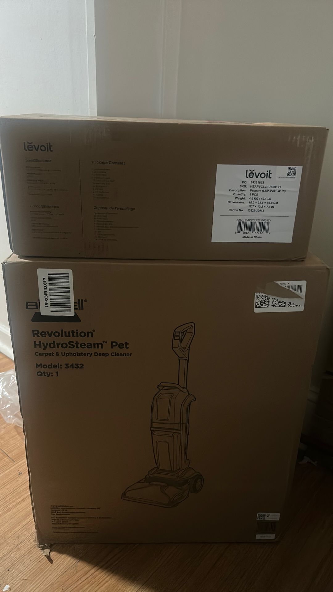 Levoit LVAC-200 Cordless Stick Vacuum/ Revolution HydroSteam Pet Carpet & Upholstery Deep Cleaner