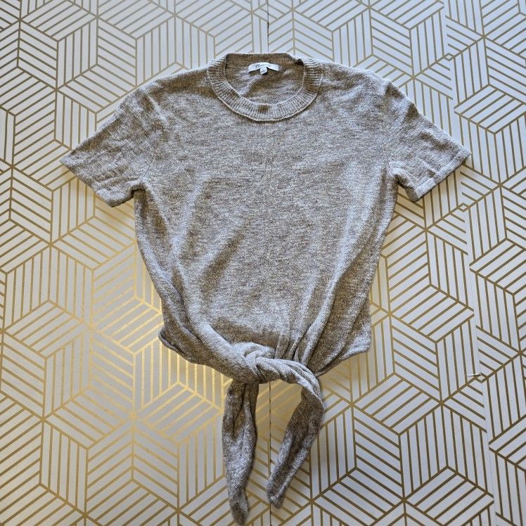 Madewell Knoted Front Tee Cropped Gray Women