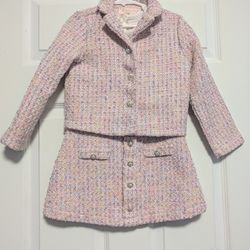 Biscotti Pink Tweed Kids Jacket & Skirt Set Girls Size 5T