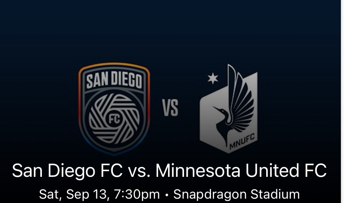 San Diego FC Vs. Minnesota Unites 2tix Great Seats!!!