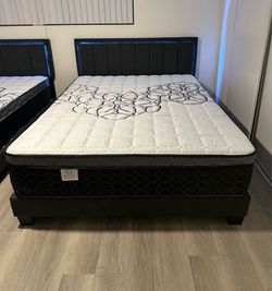 New queen bed frame with mattress