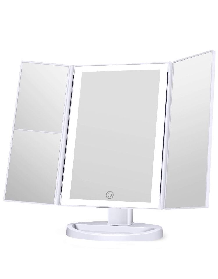 Brand New Makeup Mirror with lights, 3 Color Lighting Vanity Mirror, 1x 2x 3x Magnification, Touch Screen Switch, 180 Degree Rotation Rotation, Dual