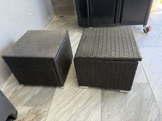 Wicker Footstools, Storage Bin