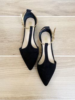Forever 21 Black Suede Gold heel flats size 6