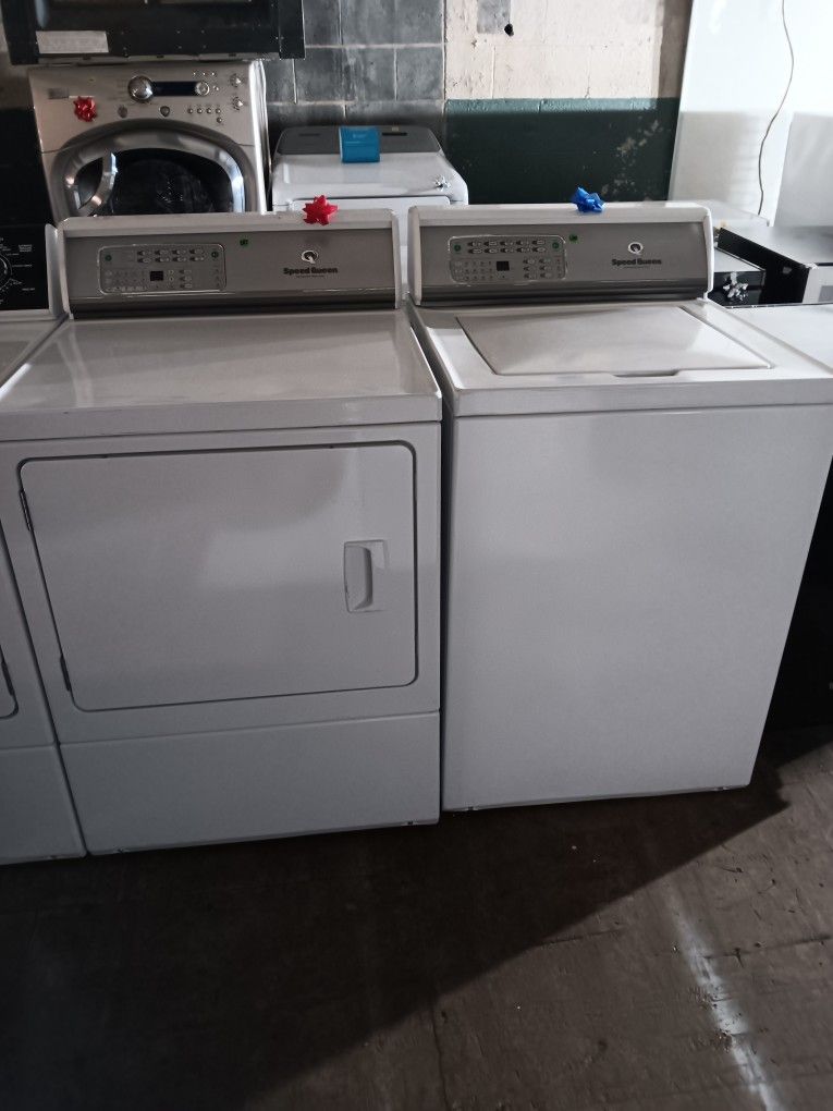 White Speed Queen Commercial Heavy Duty with Digital Board Washer/Dryer Set