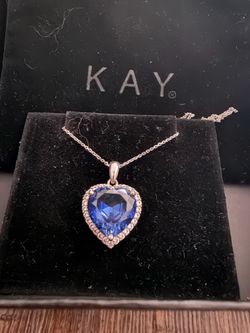Heart Sapphire Necklace with Diamonds Sterling Silver