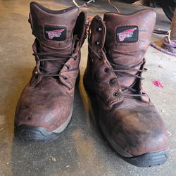 Red Wing Shoes Men's 10D Brown Leather EH Lace-Up Work Boots MPN 66305