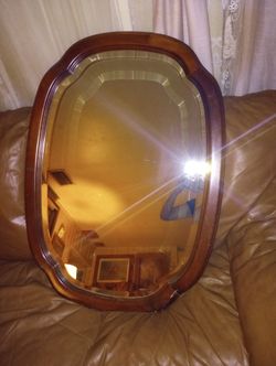 Beautiful Oak Framed Beveled Edge Mirror Made By California Mirrors