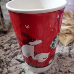 Starbucks  Boy And Dog  On Sled Tall Mug 
