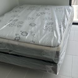 NEW QUEEN PILLOW MATTRESS AND BOX SPR+ING 2pcs