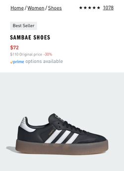 Adidas NIB Sambae W8 M6.5 Black:White