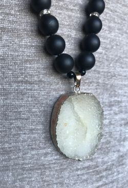 Druzy quartz necklace geode crystal