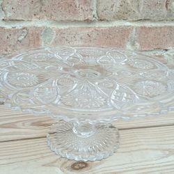 Vintage Imperial Glass-Ohio Fashioned Clear Round Cake Stand