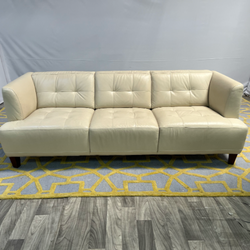 ( Delivery Available ) Macys Leather Cream White Sofa