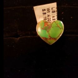 Handmade solid 925 sterling silver and copper green turquoise size 8 ring