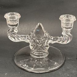 Viking Prelude Crystal Teardrop Double Art Deco Candle Holder 