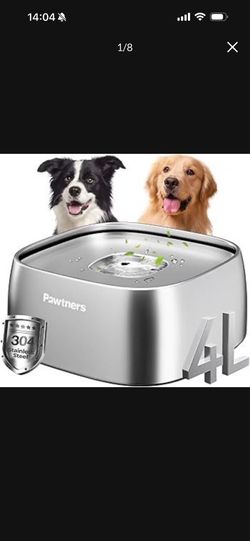 Brand new in box Pawtners No Spill Water Bowl for Dogs, 135oz/4L All Stainless Steel Dog Water Bowl with Non-Slip Base, Spill Proof for Medium Large M