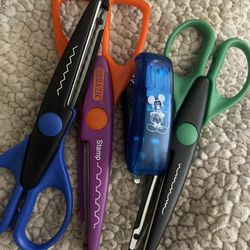 Mickey Mouse, Small Stapler. Two Pairs Of Crazy Scissors.$5.