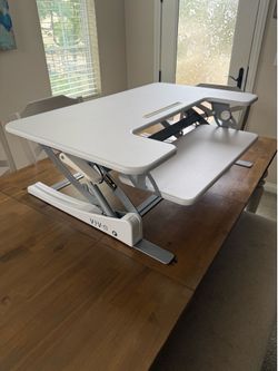 VIVO Adjustable Raising Standing White Desk