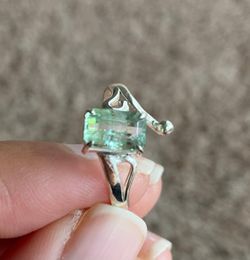 Handmade Beautiful Natural Green Tourmaline Gemstone & Pure 925 Silver Ring