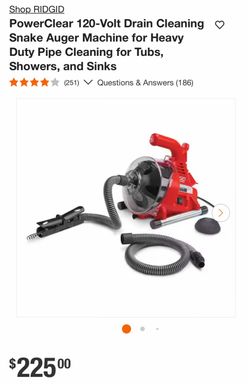 Shop RIDGID PowerClear 120-Volt Drain Cleaning • Snake Auger Machine for Heavy Duty Pipe Cleaning for Tubs, Showers, and Sinks