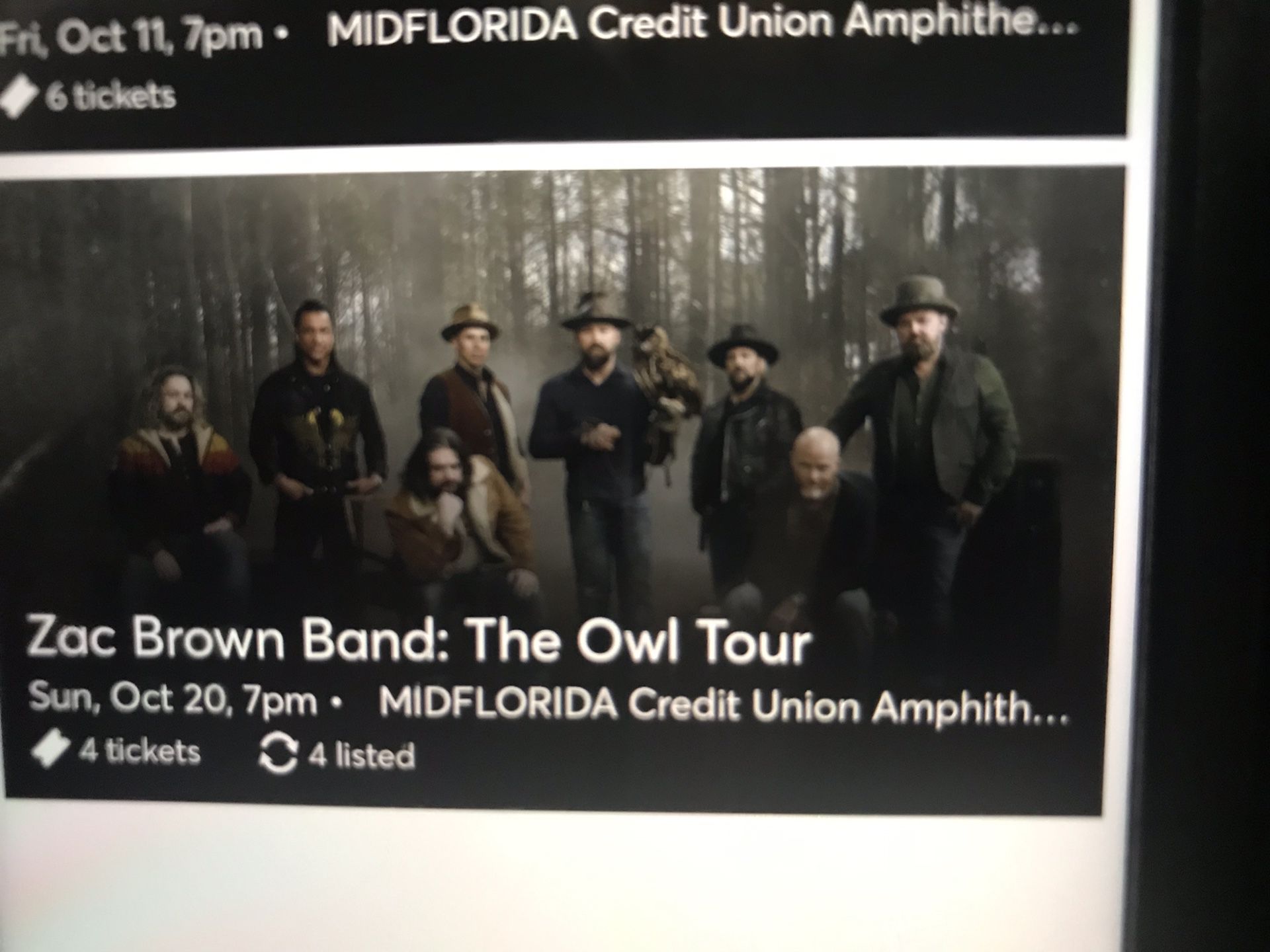 Zac Brown Band : The Owl Tour 4 Tickets For Sale
