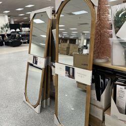 22" x 65" Fluted Arch Floor Mirror Light Natural - Threshold: Pine Frame