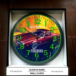 Glow In The Dark Wall Clocks,  70 Dart Dodge 1970 Firebird 1959 Impala John Deer Tractor Harley Davidson 1957 Corvette