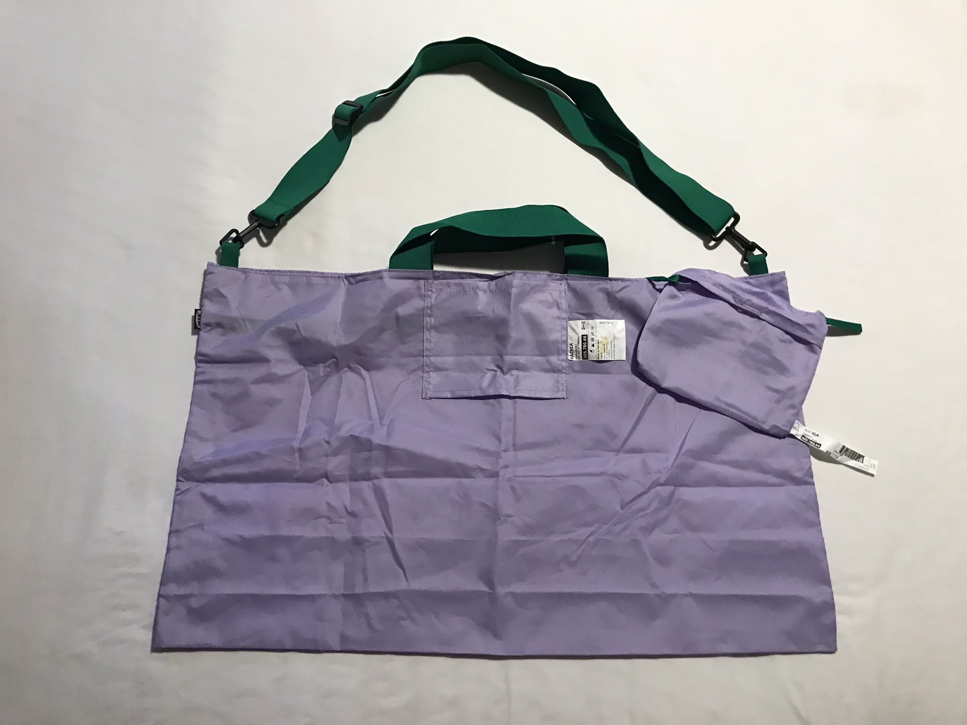 IKEA RACKLA FOULDABLE WATERPROOF LARGE LILAC/GREEN TOTE BAG