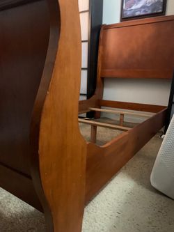 Mohagany Twin XL Wooden frame sleigh bed, Imported Solid wood