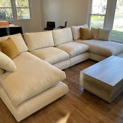 Beige 140” U-sectional Couch - Excellent Condition