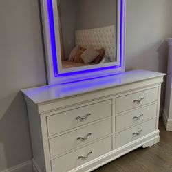 Mirror Dresser, Five Drawers Dresser And 1 Night Stand