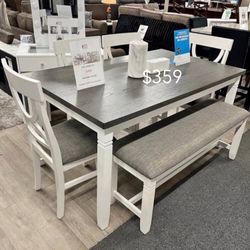 Farmhouse Style 6-pc Dining Table Set 