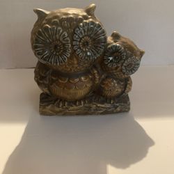 Owl Planter Vintage Relpo Japan Mother and Baby On Branch For Small Plant