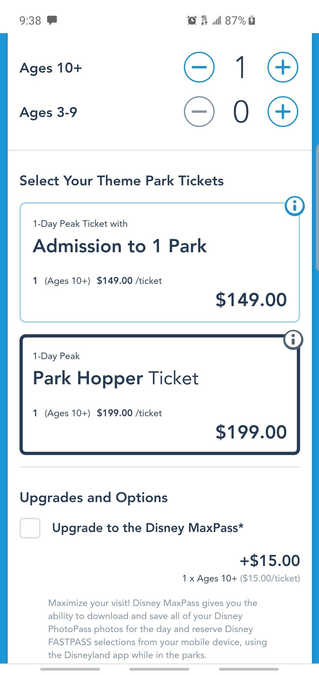 Disneyland Park Hopper Tickets