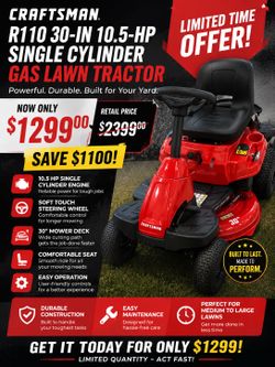 🔥 BRAND NEW CRAFTSMAN R110 RIDING LAWN TRACTOR 🔥