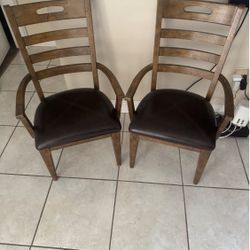 Pair Of Solid Wood Arm Chairs
