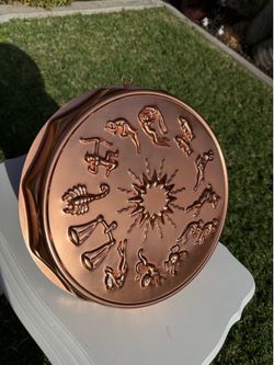 12” Vintage Zodiac Signs Copper Tone Aluminum 12 Cup Cake/ Jello Mold Wall Hanging Kitchen Home Decor