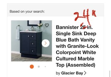 Vanity Single Sink Deep Blue Bath