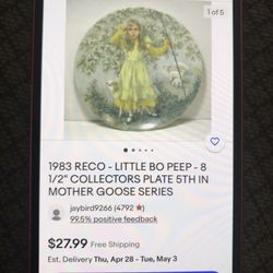 Plate   Rico collector plate Lil Bo peep