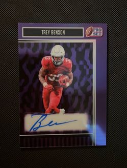 Trey Benson 2025 Pro Set Prismatic Purple SSP Auto 8/15 Cardinals