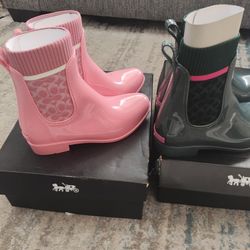 2 New COACH Rain boots Size 6. Both New In Box. Never Worn 
