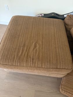 Large Brown Fabric Ottoman