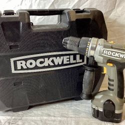 ROCKWELL 18V COMPACT HAMMER DRILL WITH CASE AND BATTERY NO CHARGER 